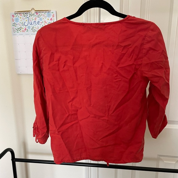 Red Orange Ruched Blouse - Picture 4 of 4